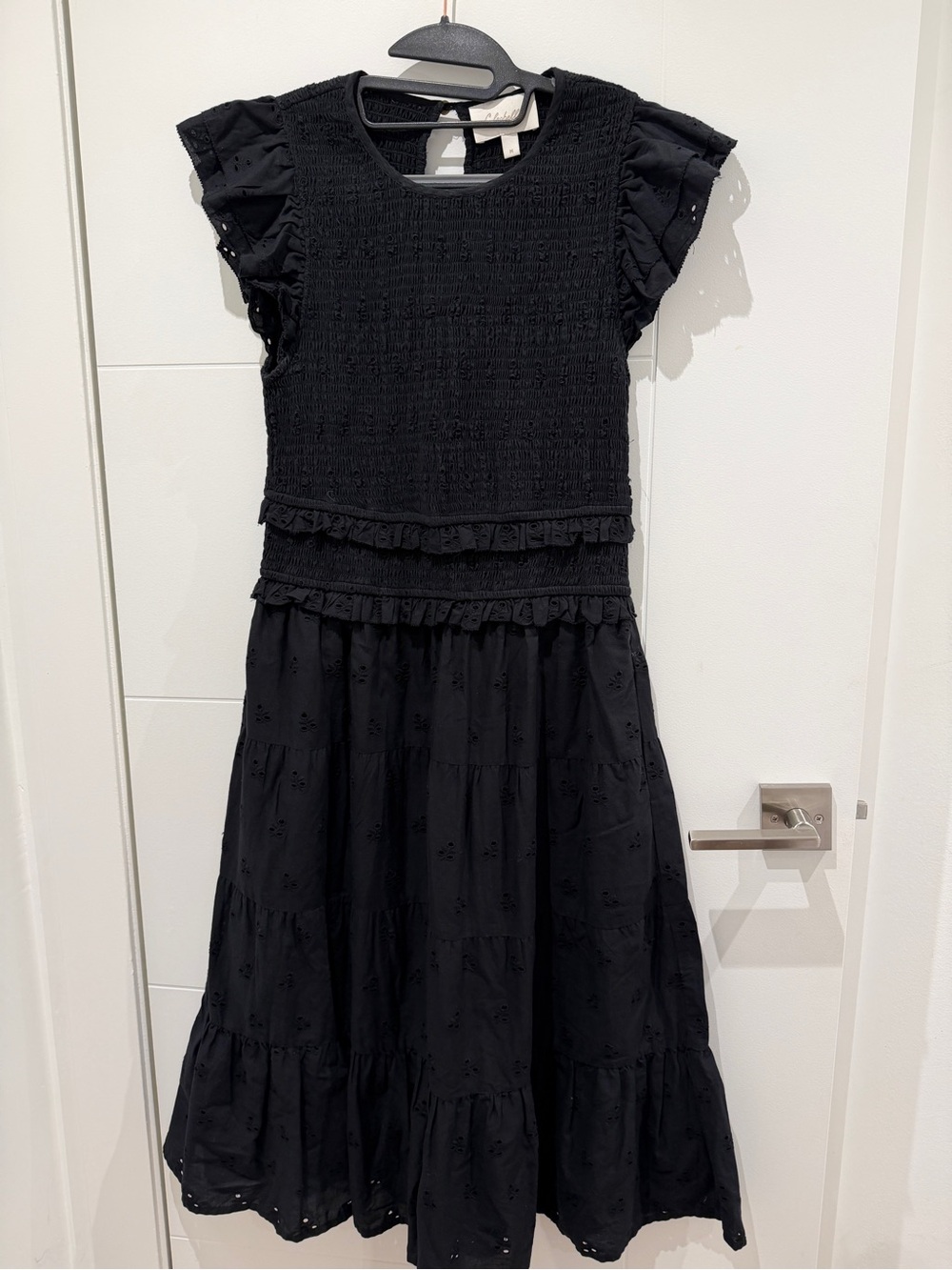 Cleobella Black Ruffle Tiered Midi Dress